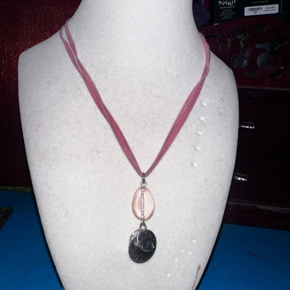 Pink and Silver Pendant Necklace